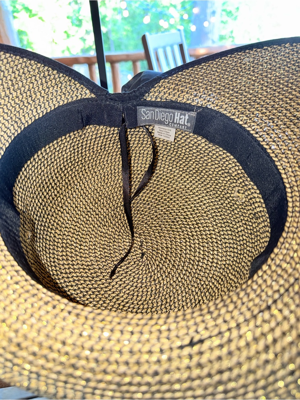 San Diego Hat Company Tan Sun Hat with Black Bow, Adjustable - Picture 7 of 8